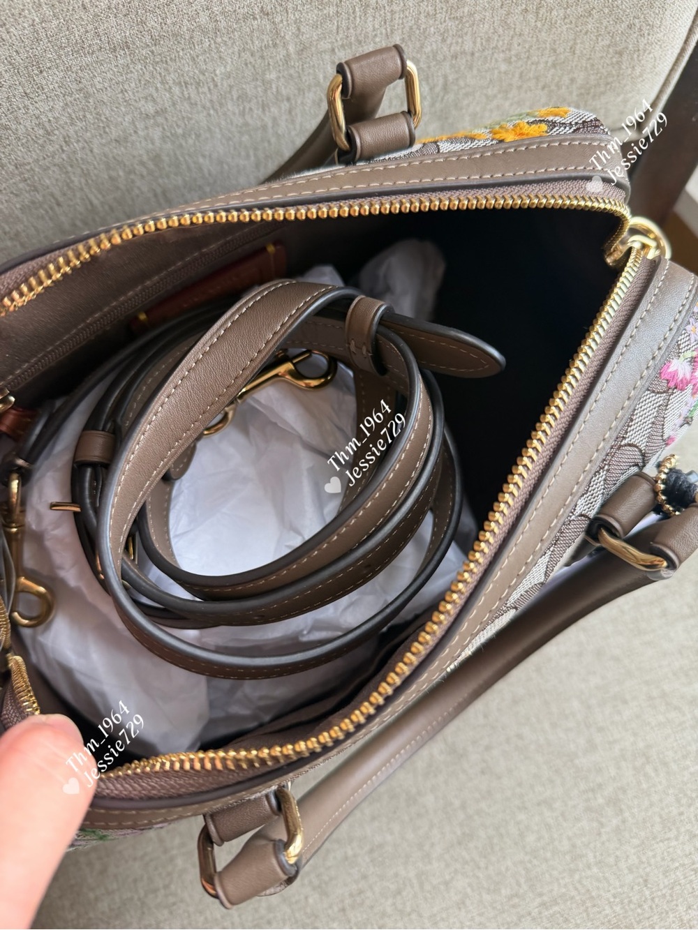 NWT!COACH Rowan Satchel Bag In Signature Jacquard With Floral Embroidery(CDZ01) - Picture 6 of 16